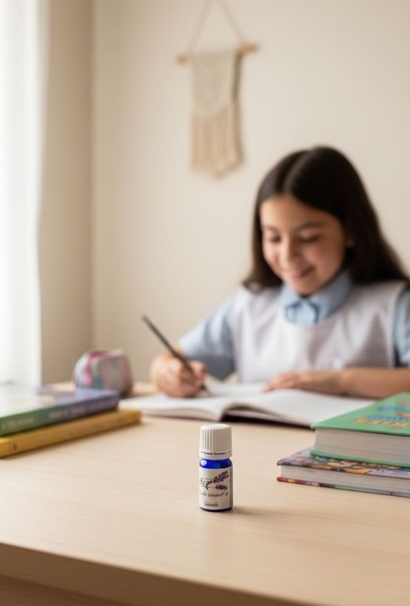 Familia feliz usando lavanda orgánica